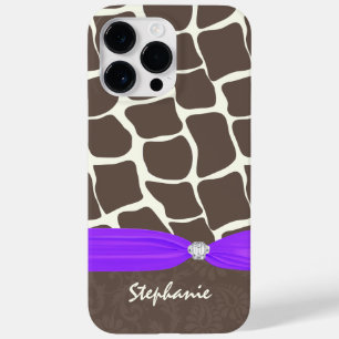 Coque Pour Pour iPhone 14 Pro Max Ruban imprimé Motif Giraffe et strass
