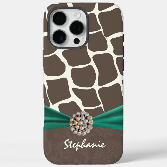 Coques Case-Mate iPhone Ruban imprimé Motif Giraffe et strass (Verso)