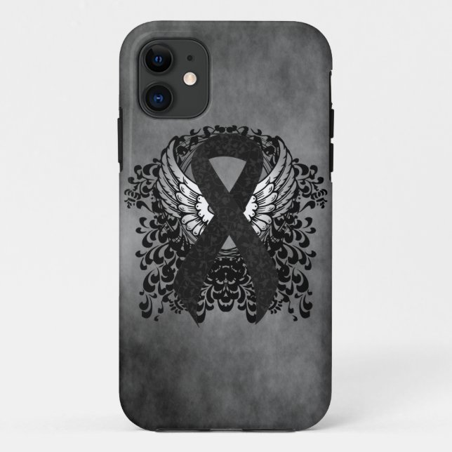 Coques Case-Mate iPhone Ruban noir avec ailes (Dos)
