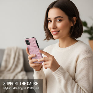 Case-Mate iPhone Case Ruban Rose à Carreaux Soutien et Sensibilisation a