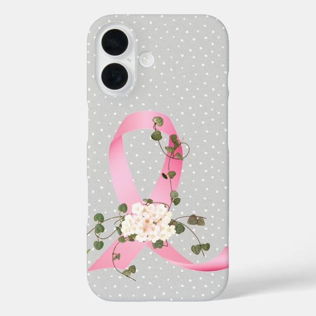 Coques Case-Mate iPhone Ruban rose avec lierre sur des points d'épingle (Verso)