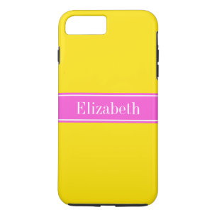 Coque Case-Mate Pour iPhone Ruban rose chaud jaune uni Nom Monogramme