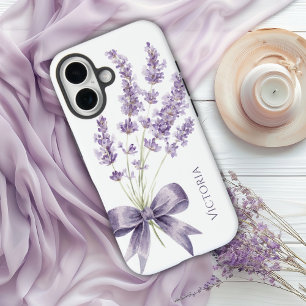 Coques iPhone 16 Ruban Violet Élégant Vintage Personnalisé