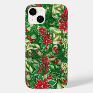 Coque Pour iPhone 14 Rubans Feuille Poinsettia Fir Noël Floral  
