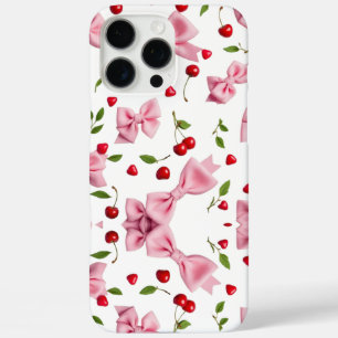 Coques iPhone 16 Pro Max Rubans roses mignons et cerises