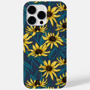 Coque Pour Pour iPhone 14 Pro Max Rudbekia jaune sur la marine