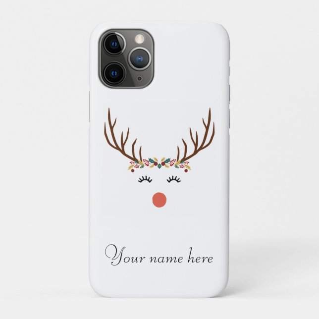 Coques Case-Mate iPhone Rudolph avec couronne de fleurs (Dos)