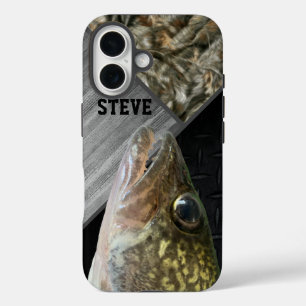 Coques iPhone 16 Rugged Walleye Fishing Camo Name Homme's Cool
