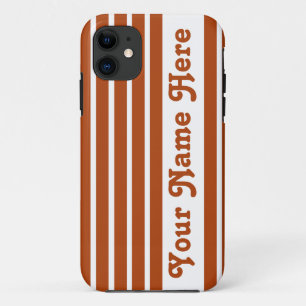 Coque iPhone 11 Rust Red Safari Stripe avec le nom