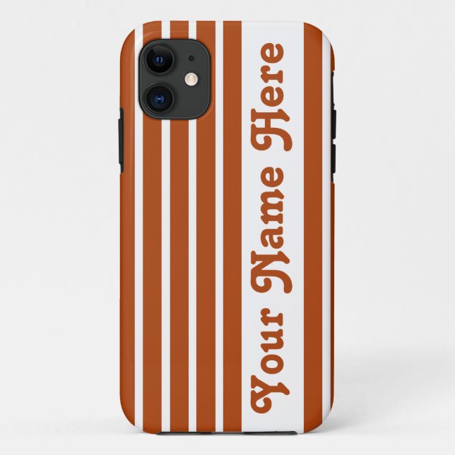 Coques Case-Mate iPhone Rust Red Safari Stripe avec le nom (Dos)