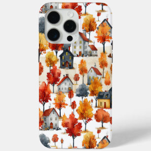 Coque iPhone 15 Pro Max Rustique Aquarelle bois Motif Village