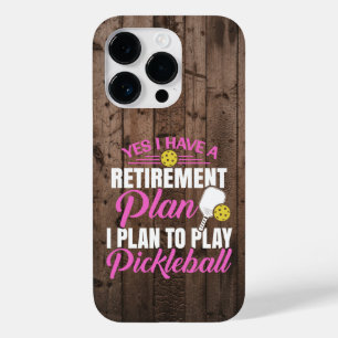 Coque Pour iPhone 14 Pro Rustique Bois drôle Pickleball rose