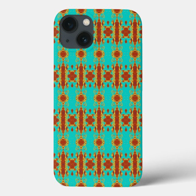 Coques Case-Mate iPhone Rustique Cuivre Rouge Turquoise Vert Motif (Verso)