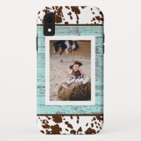 Rustique Ouest Turquoise Bois Cowhide Photo