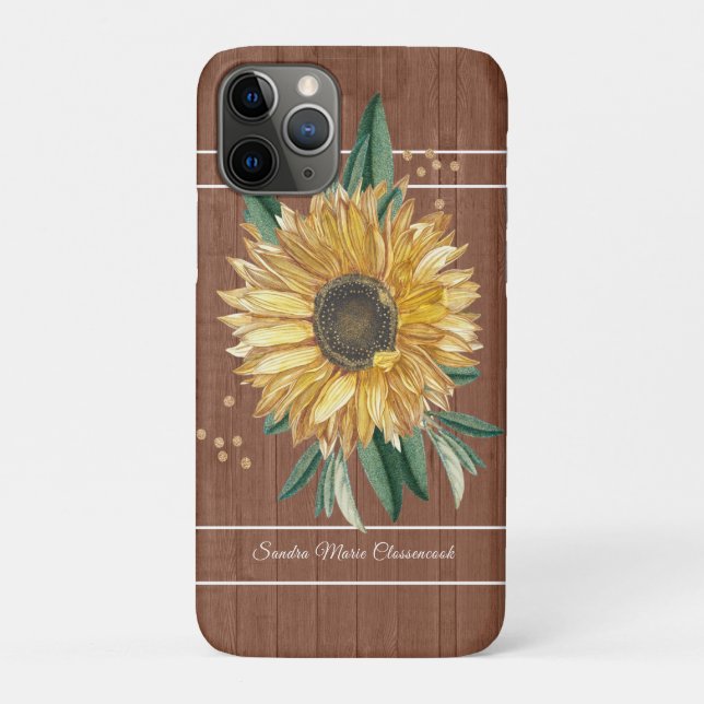 Coques Case-Mate iPhone Rustique Pays Tournesol Jaune Bois Brown (Dos)