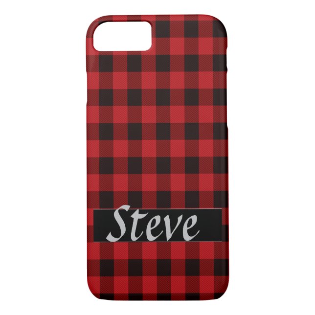 Coques Case-Mate iPhone Rustique rouge et noir plaid (Dos)