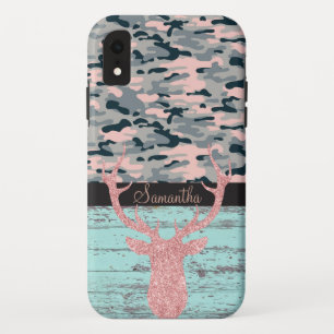 Case-Mate iPhone Case Rustique Turquoise Bois rose Antler Camo