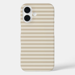 Coques iPhone 16 Sable & Crème Rayures Horizontales Mignonnes