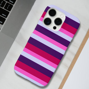 Coques iPhone 16 Pro Sac fourre-tout Motif à rayures roses et violettes
