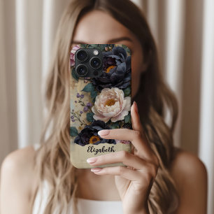 Coque Pour iPhone 15 Sacoche téléphonique personnalisée Peonés violets 