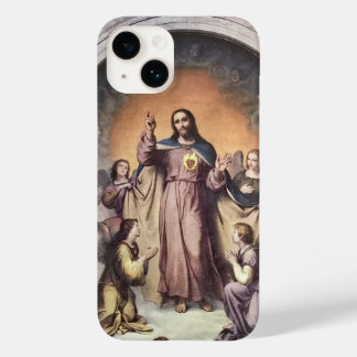 Coque Pour iPhone 14 Sacré Coeur de Jésus Adoré par les Saint-Anges