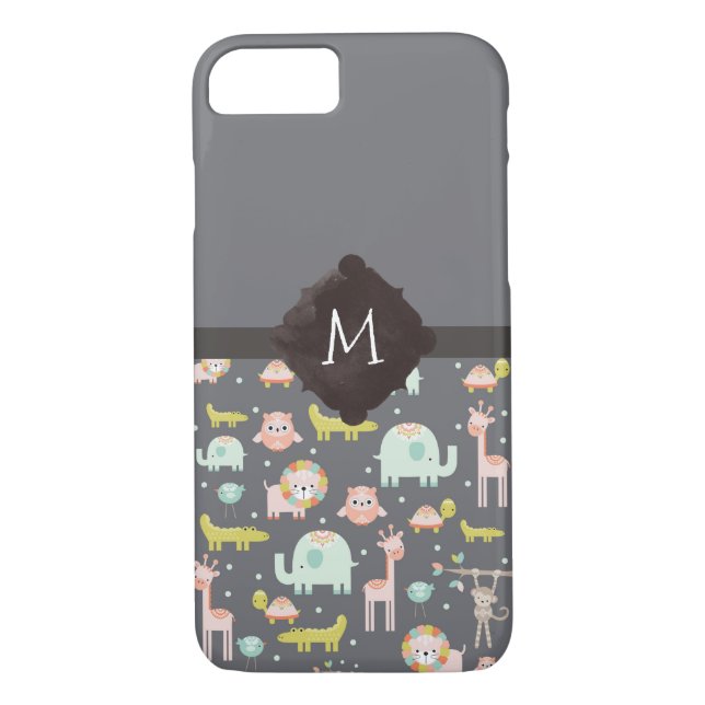 Coques Case-Mate iPhone Safari Animaux Motif Nursery Art Monogramme (Dos)