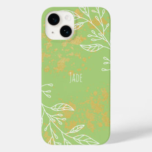 Coque Pour iPhone 14 Sage Élégant Floral Doré