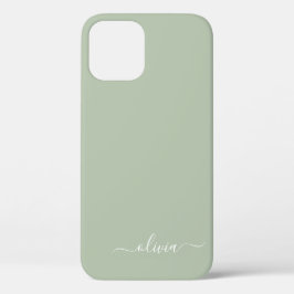 Case-Mate iPhone Case Sage Green Minimaliste Moderne Monogramme Élégant