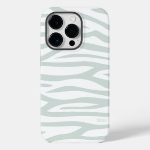 Coque Pour iPhone 14 Pro Sage moderne Green Zebra Impression personnalisée