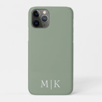 Sage vert et blanc | Monogramme moderne