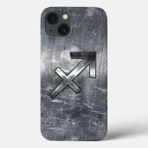 iPhone 13 Coque Sagittarius Zodiac Grunge en acier déprimé