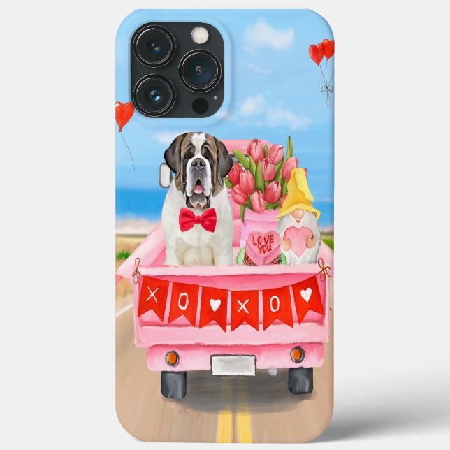 Coques Case-Mate iPhone Saint Bernard Chien Saint Valentin Coeurs de camio (Verso)
