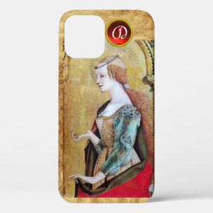 Coque iPhone 12 SAINT MARY MAGDALENE Parchemin Ruby Gem Monogramme
