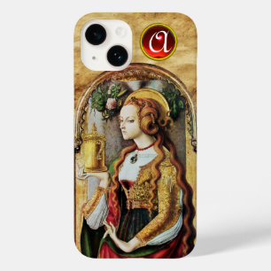 Coque Pour iPhone 14 SAINT MARY MAGDALENE Parchemin Ruby Gem Monogramme