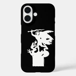 Coques iPhone 16 Saint Michael et Dragon (en blanc)