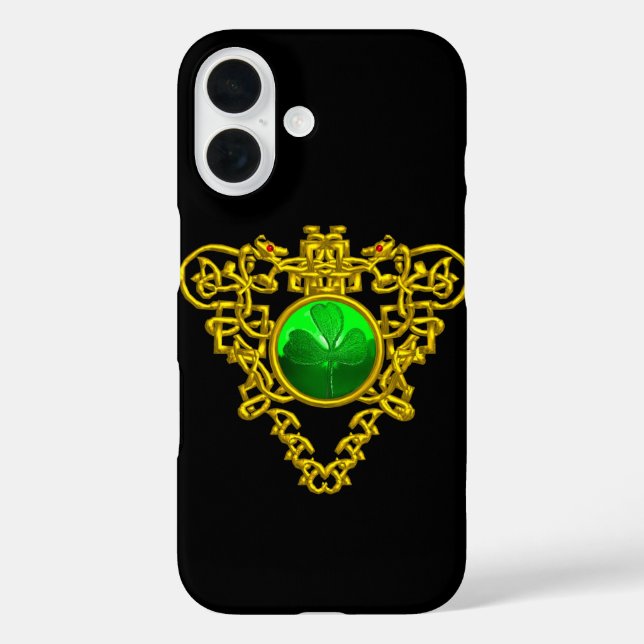 COQUES Case-Mate iPhone SAINT PATRICK'S GOLD CELTIC HEART, SHAMROCK VERT (Verso)