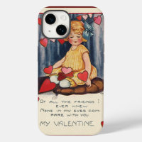 Saint-Valentin mignon vintage, Fille avec des cœur