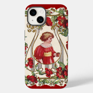 Coque Pour iPhone 14 Saint-Valentin victorien vintage enfant avec des r