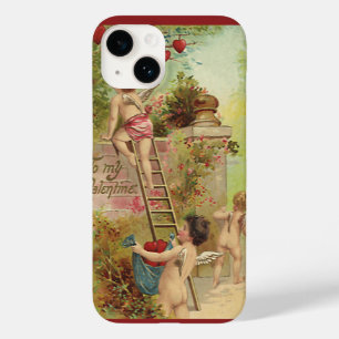 Coque Pour iPhone 14 Saint-Valentin vintage, Mete Cherubs Échelle