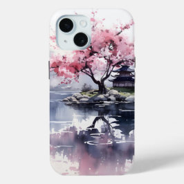 Coque Pour iPhone 15 Sakura fleurit sur le lac