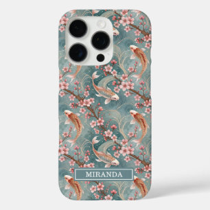 Coques iPhone 16 Pro Sakura Koi Poisson Motif Monogrammé Japonais