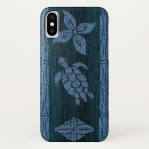 Coque iPhone X Samoan Tapa Hawaiian Faux Wood Surboard