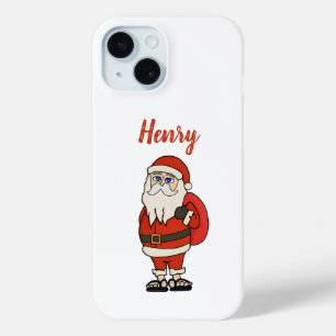 Coque Pour iPhone 15 Sandales de Noël à bascule en forme de Père Noël