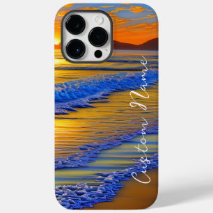 Coque Pour Pour iPhone 14 Pro Max Sandy Beach Sunset avec nom personnalisé
