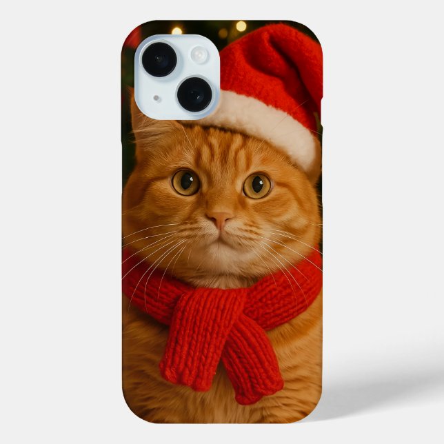 Coques Case-Mate iPhone Santa Cat iPhone 15 Case (Verso)