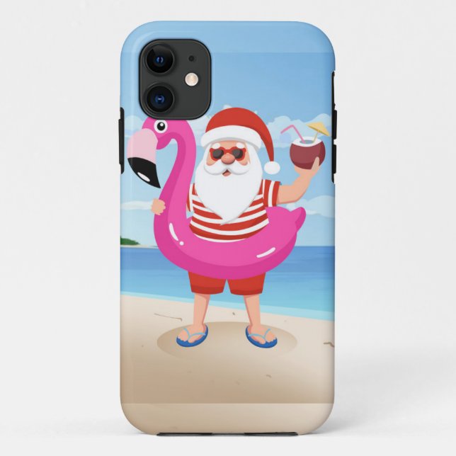 Coques Case-Mate iPhone Santa Claus with flamingo (Dos)