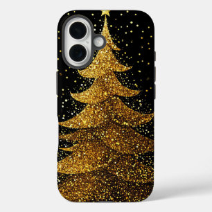 Coques iPhone 16 Sapin de Noël doré