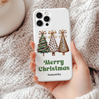 Sapins de Noël minimalistes chic verts léopard dor