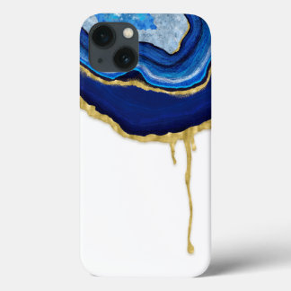 Case-Mate iPhone Case Sapphire coulant Agate bleu et or