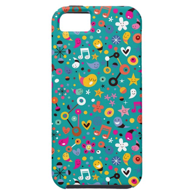 Coques Case-Mate iPhone sarcelle d'hiver de motif de bande dessinée (Dos)